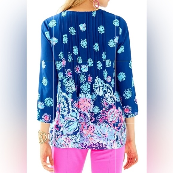 Lilly Pulitzer Marilina Pink and Blue Embellished 3/4 Sleeve Tunic Size XS sku20 - Picture 9 of 9